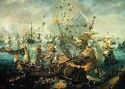 The explosion of the Spanish flagship during the Battle of Gibraltar, 25 April 1607 Cornelis Claesz. van Wieringen